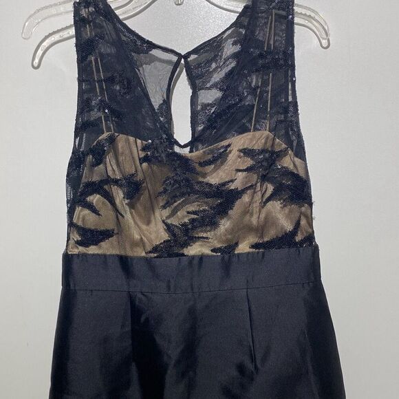 Kay Unger Women's Black Sequined Sheer Satin Sleeveless Sheath Dress Size 6 - Picture 3 of 7